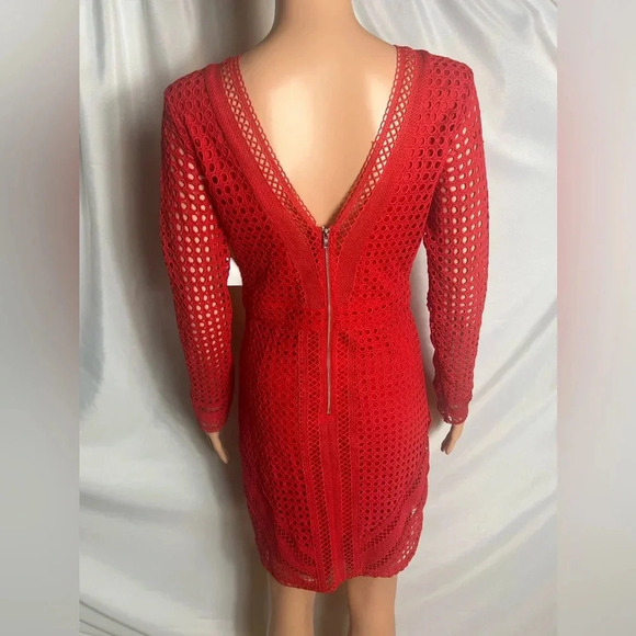 ASTR The Label Red Lace Long Sleeve Bodycon Dress Size Small - Picture 5 of 12